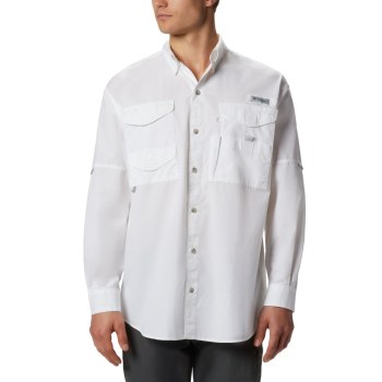 Columbia Overhemd Heren, PFG Bonehead Long Sleeve Wit, 78KAYSMQI